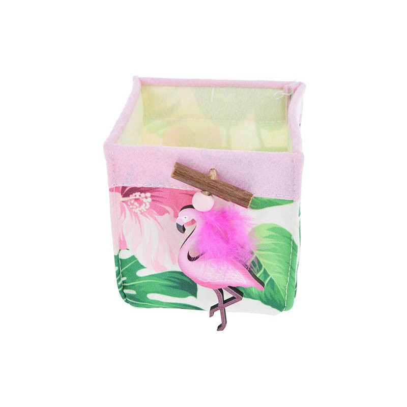 Fabric Tropical Pink Flamingo Organizer Storage Basket