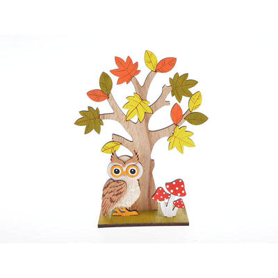 Wood Fall Autumn Leaves Tree Owl Mushroom Ornament