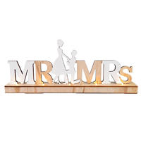 Rustic Wood Light Up Mr And Mrs Wedding Sign Table Decoration