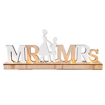 Rustic Wood Light Up Mr And Mrs Wedding Sign Table Decoration