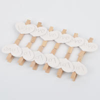 White Mini Wooden Love Heart Clothspins For Wedding Decoration