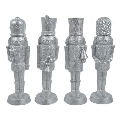 Silver Polyresin King Nutcracker Christmas Figurines
