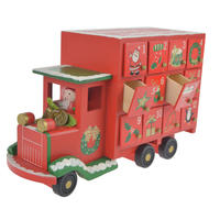 Wooden Christmas Red Truck  Santa Lorry Advent Calendar
