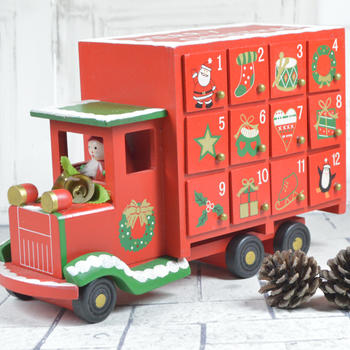 Wooden Christmas Red Truck  Santa Lorry Advent Calendar