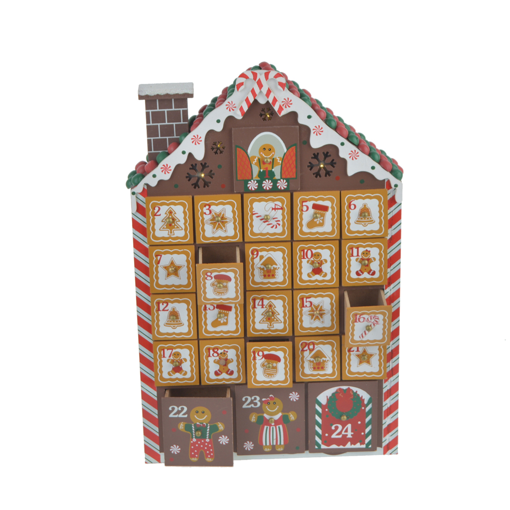 Gingerbread Wooden Christmas Advent Calendar Decor