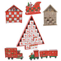 Wooden Christmas Advent Calendar Train With Two Carriages