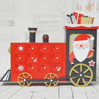 Wooden Christmas Santa Train Advent Calendar Decoration