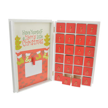 Wooden Advent Calendar  Christmas Book with 24 drawers