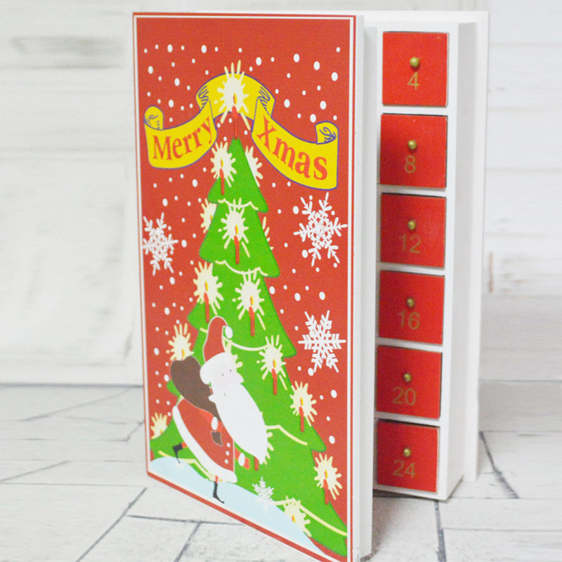 Wooden Advent Calendar Christmas Book With 24 Drawers Tangchen