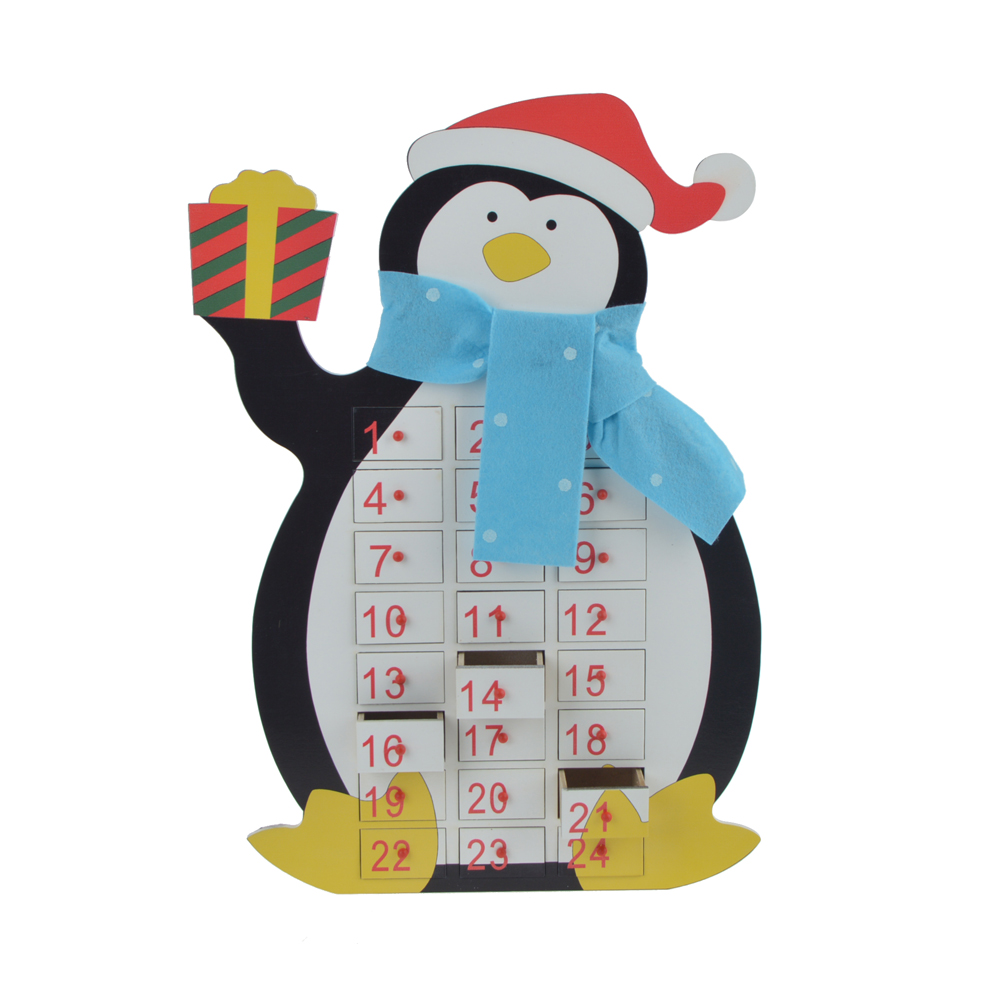 Wooden Penguin Advent Calendar Christmas Decoration Tangchen