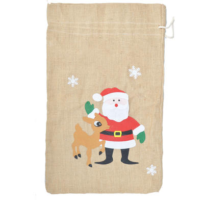 Customized  Natural Hessian Santa sack