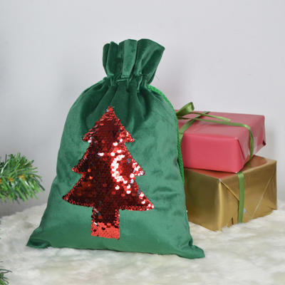 2020 New Design personalised Christmas SACCHETTO VELLUTO Jewelry collection linen pocket  Velvet candy Sack Drawstring Gift bag D.I.Y Craft padding Wrapping bag paillette star tree Wedding Party Favor Decoration