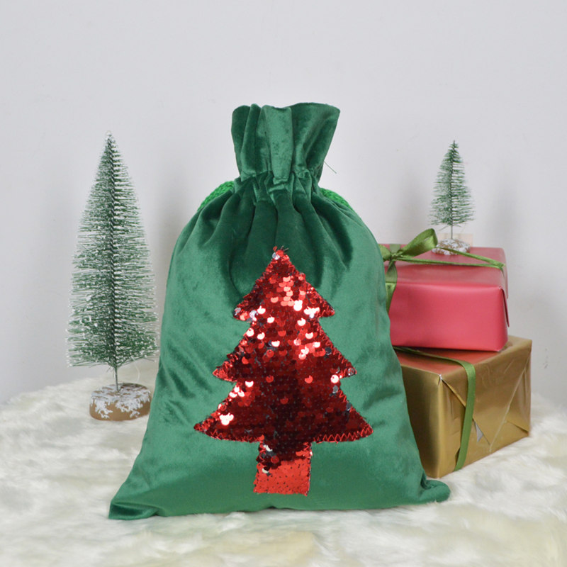 2020 New Design personalised Christmas SACCHETTO VELLUTO Jewelry collection linen pocket  Velvet candy Sack Drawstring Gift bag D.I.Y Craft padding Wrapping bag paillette star tree Wedding Party Favor Decoration
