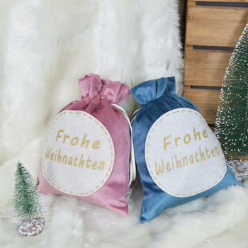 Velvet Fabric Christmas Gift Bags For Kids