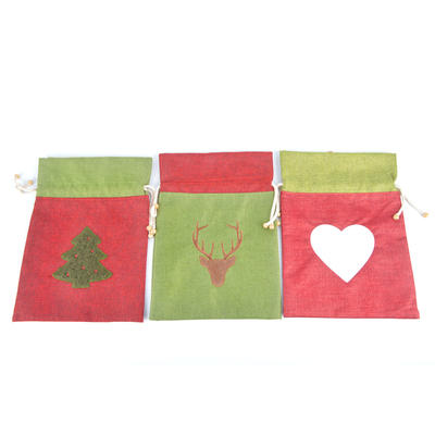 Stag Tree Heart Christmas Mini Sack
