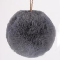 Grey Faux Fur POM Christmas Ornaments