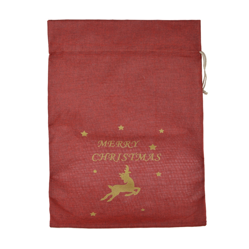 Drawstring Christmas Gift Bags Deer Jute Bags