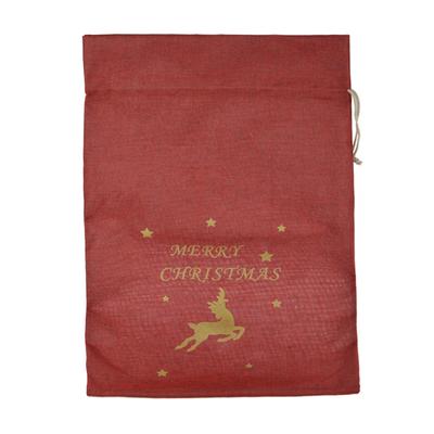 Drawstring Christmas Gift Bags Deer Jute Bags