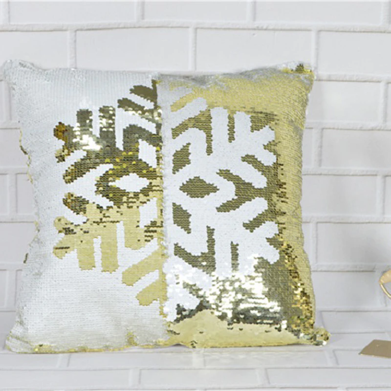 Glitter Sequin Snowflake Pillow Home Decoration