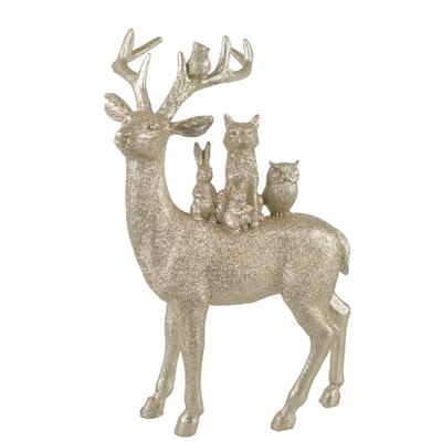Champagne Polyresin Stands Deer Statue Christmas Ornaments
