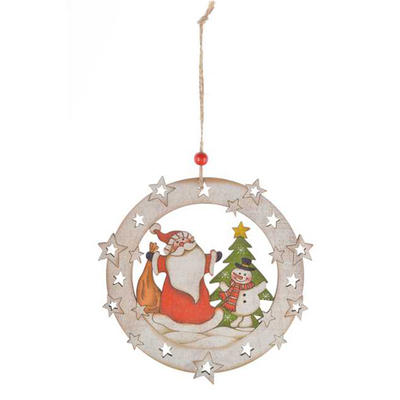 Wooden Christmas Santa Claus And Snowman Hanging
