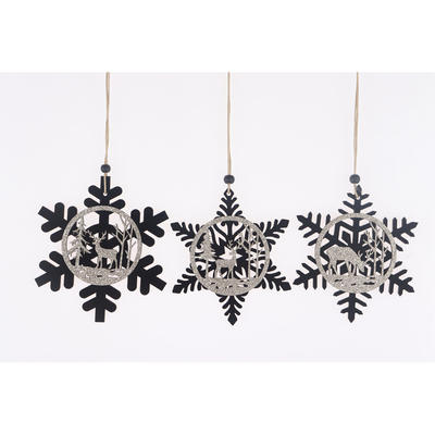 Wooden Snowflake Christmas Tree Hanging Decoration