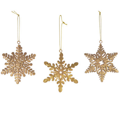 Christmas tree Gold Glitter metal Snowflake ornament