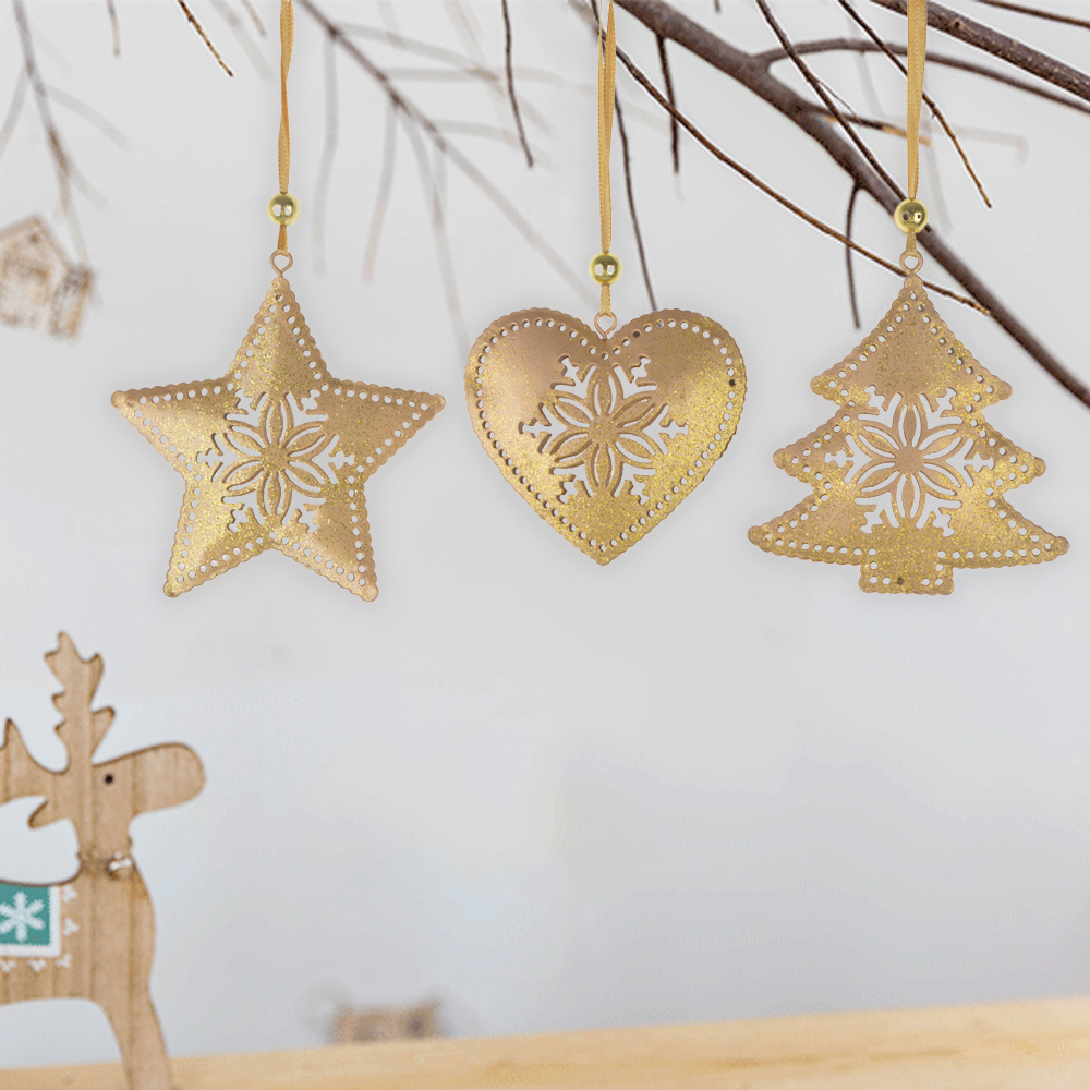 DIY 3D Metal Gold Glitter Star Ornaments