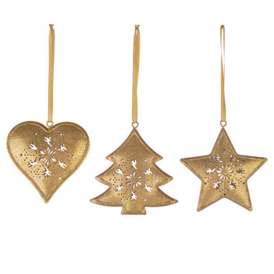 Gold Metal Christmas Holiday Ornament