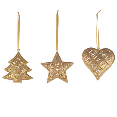 Gold Glitter Cutout Metal Ornament star tree
