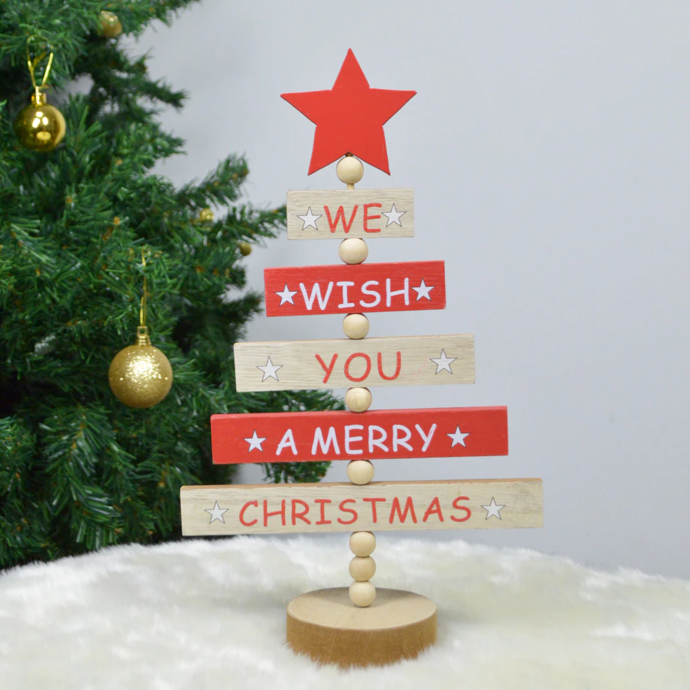Tree Shaped Blessing Words Mini Wooden Letter  Ornament
