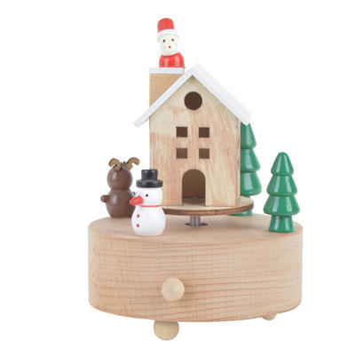 Wooden Gift Rotating Christmas snowman music box Decor