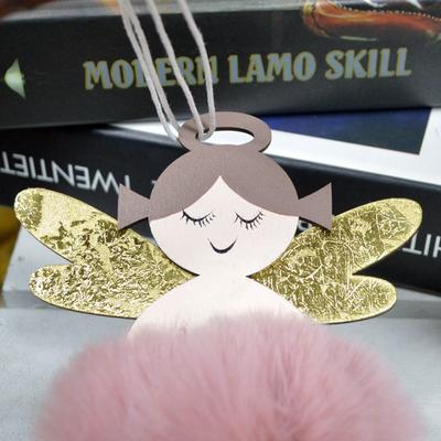 Christmas wooden angel with fur xmas tree decorations
