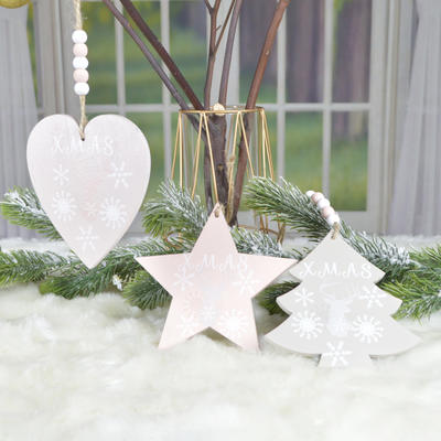 pink heart star tree shape pendant Christmas ornaments wooden gift