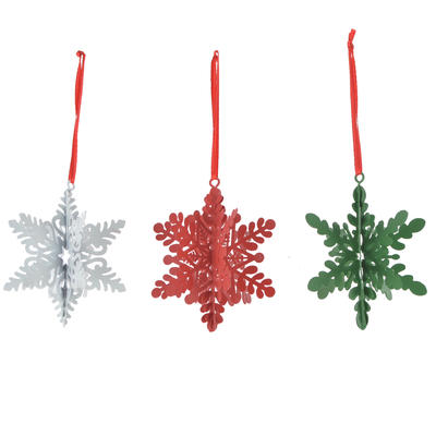 Metal 3D snowflake Christmas pendant