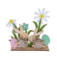 Hot sale easter home decoration wooden rabbit ornaments
