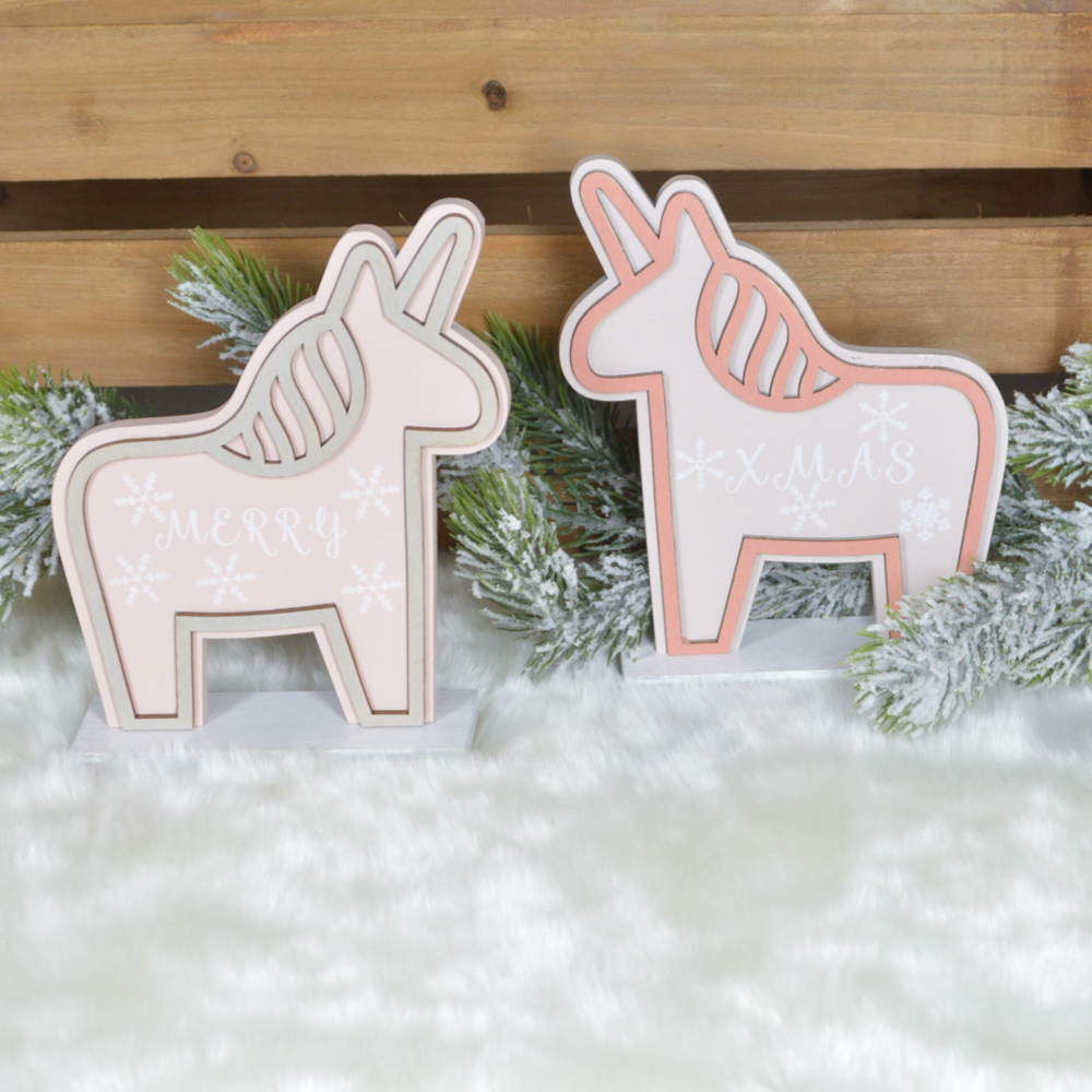 wooden craft cute unicorn shape christmas tabletop decoration