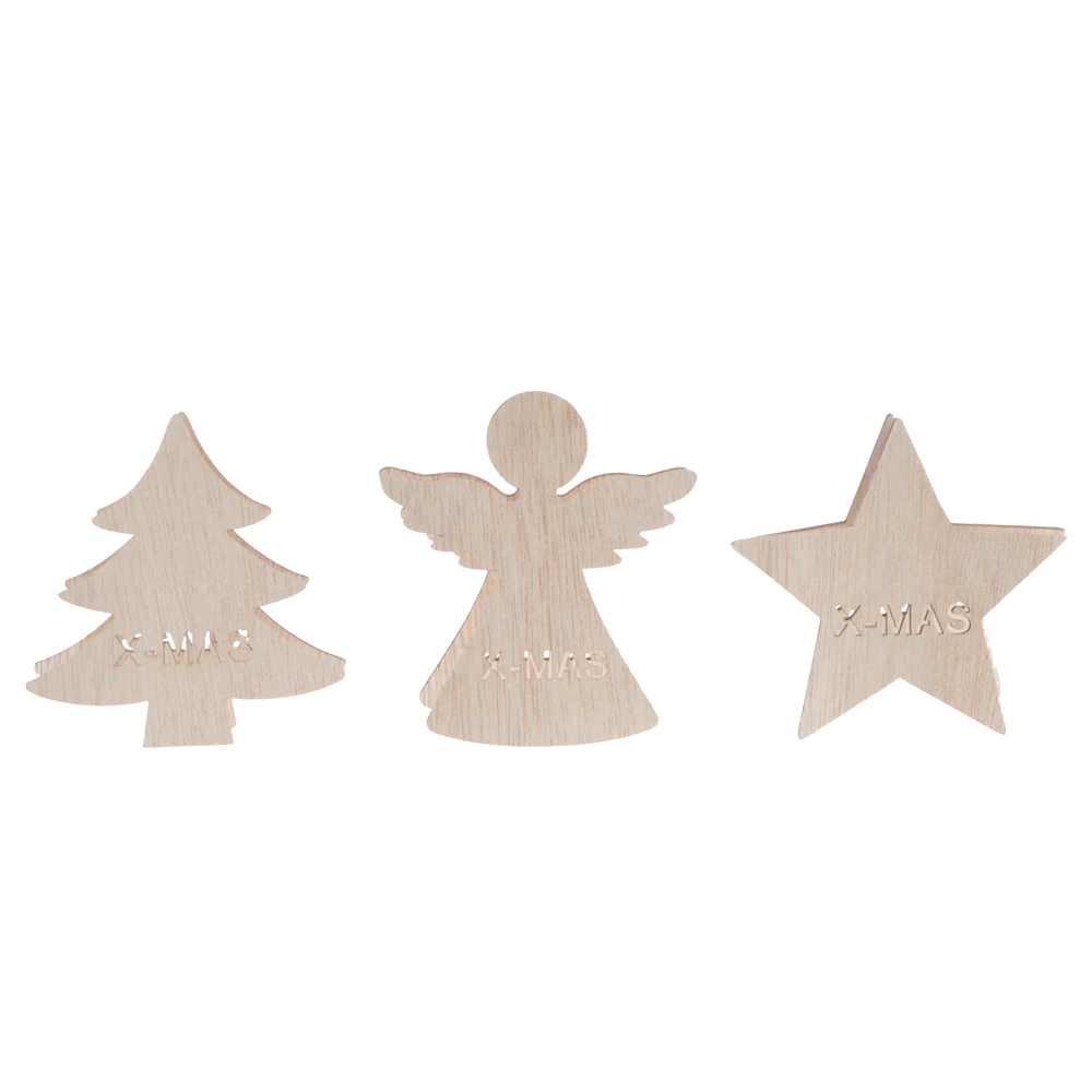 laser cut natural wooden star angel Christmas tree shaped clip photo label pegs