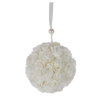 Fabric White Rose Pomander Kissing Ball Wedding Party Decoration
