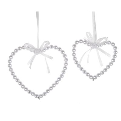 Heart Pearl Ornament White Valentine Handmade Hanging Decor Gift