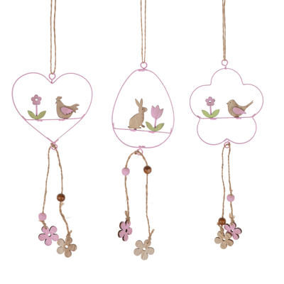 Metal chain heart flower egg design hanging for easter