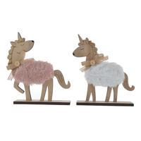 desk christmas gift wooden standing unicorn with fur nursery decor