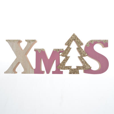 Christmas embellishments standing XMAS greeting words wooden craft tabletop decoration