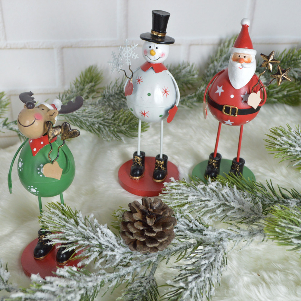 Iron handmade standing snowman santa reindeer shape craft metal decoration