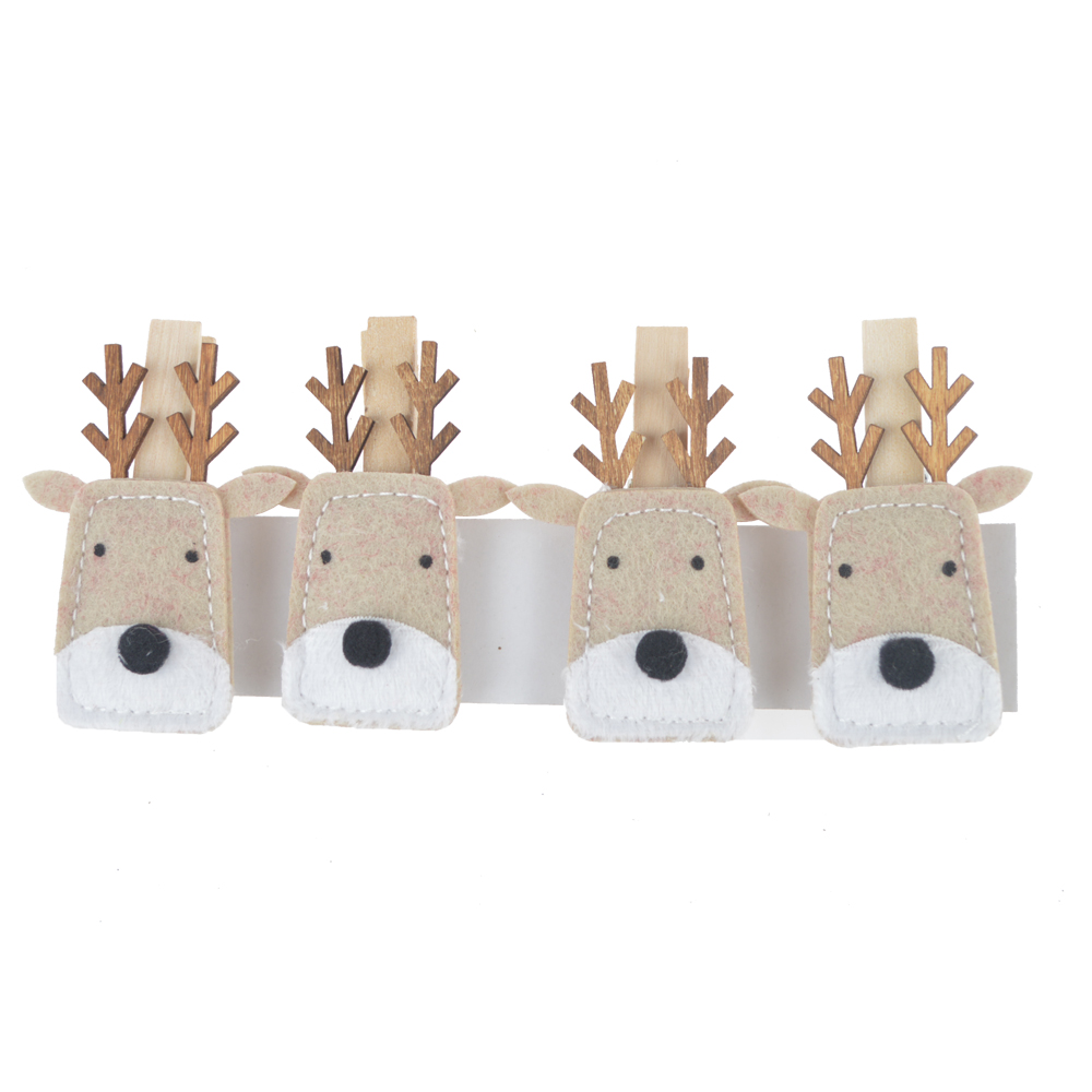 Miniature felt cute deer wooden photo clips holder indoors decoration