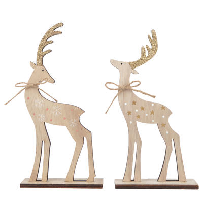 plywood christmas elk with gold dust decoration