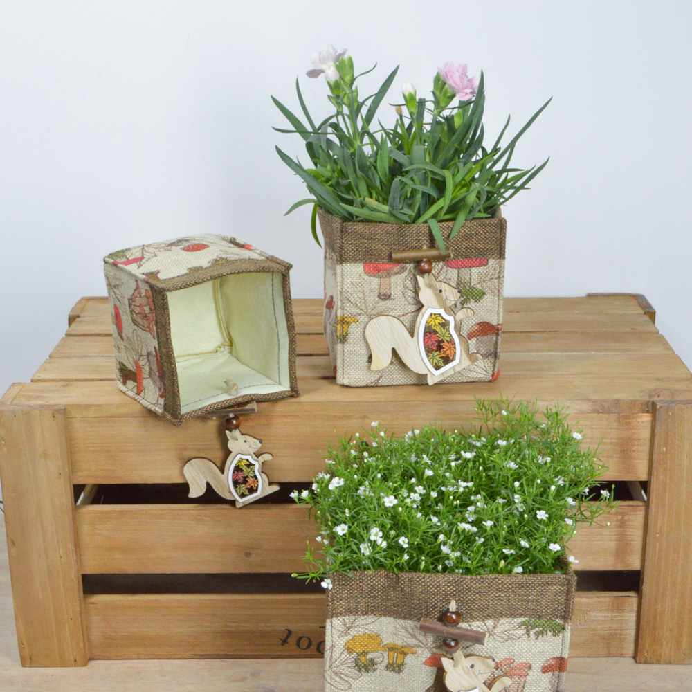 garden decoration natural fabric square box flowerpot cover storage bag