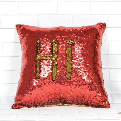 Double-sided DIY lettering gold and red sequined pillows are available as Christmas gifts for home decor