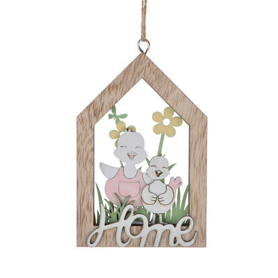 wooden house hanger hollow out easter dropper pendant