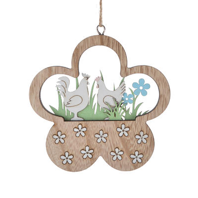 Festival gift wooden heart / butterfly / flower shape wall hanger laser cut easter ornament